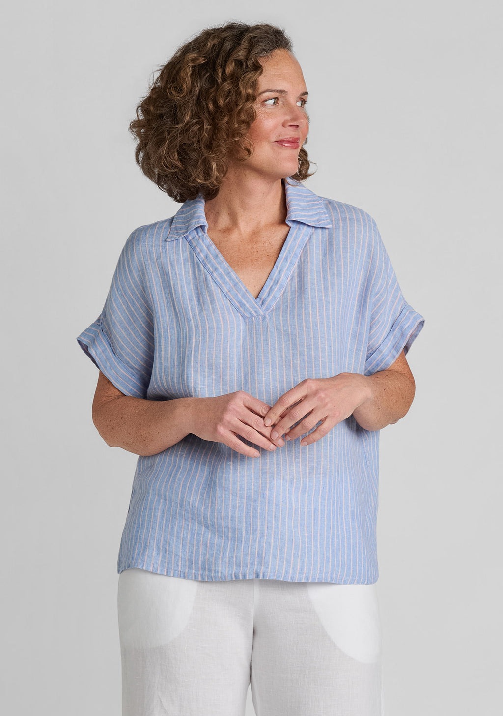 sport tee linen shirt blue