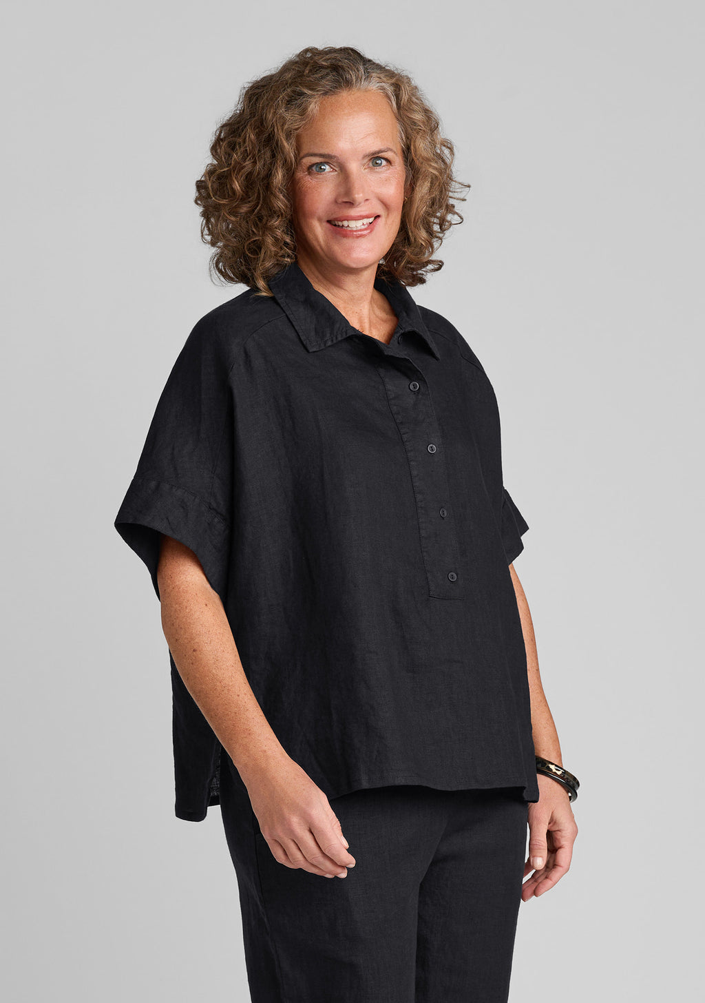 sporty shirt linen pullover black