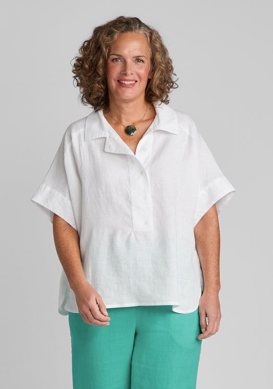 sporty shirt linen pullover white