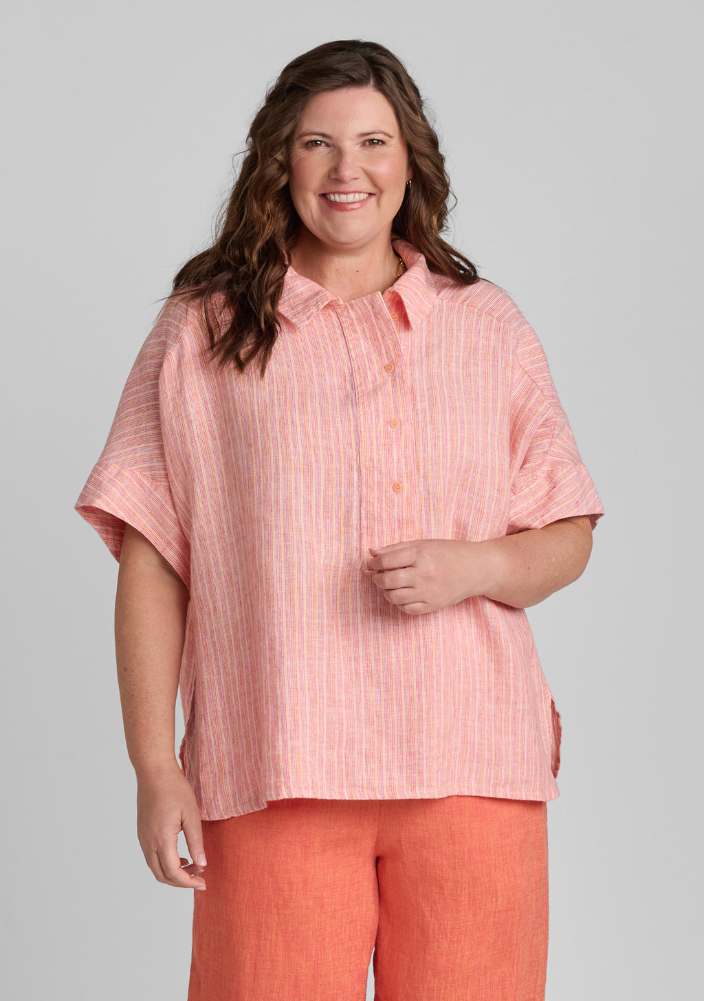 sporty shirt linen pullover multi