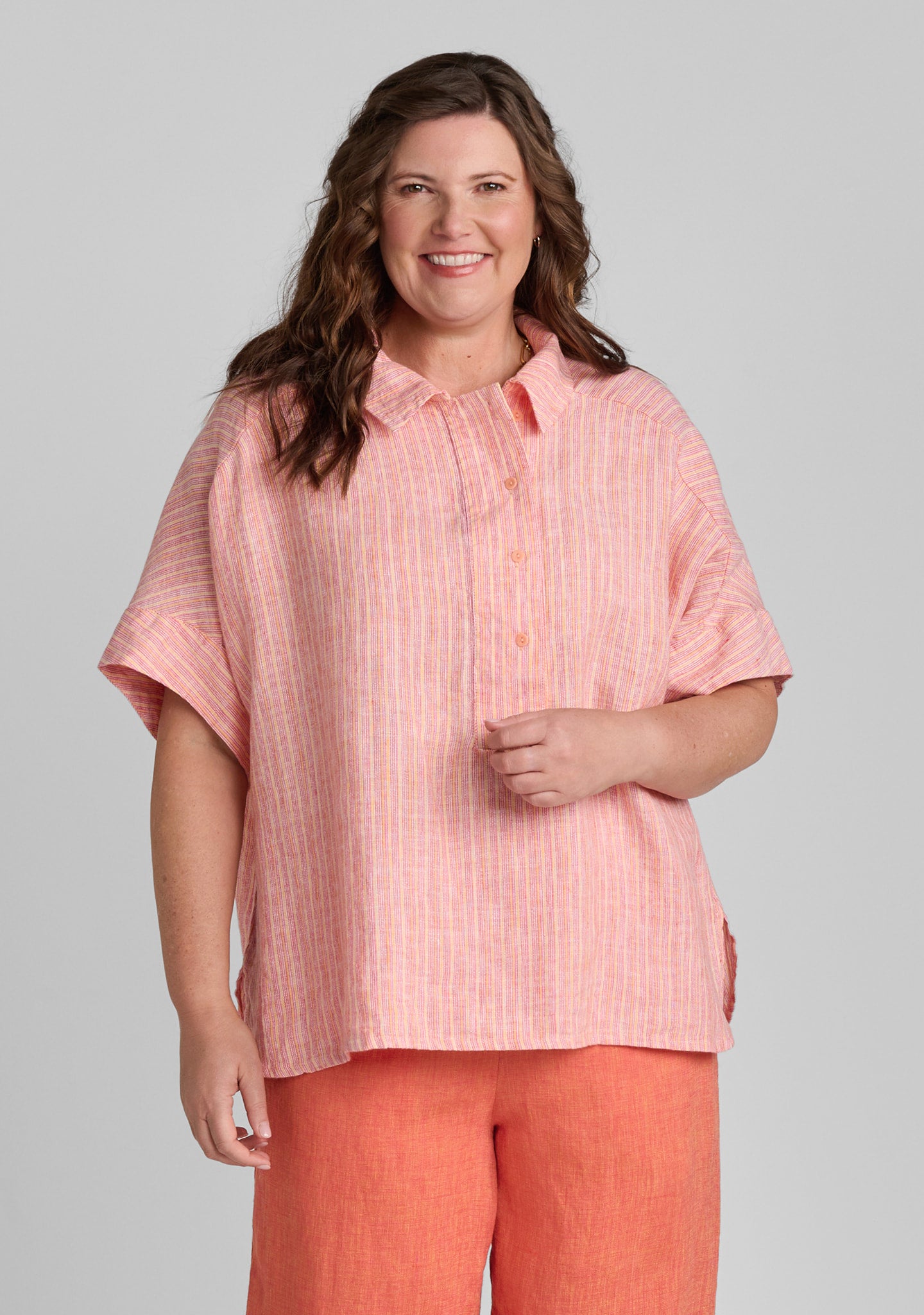 Sporty Shirt - Linen Pullover - Sun Stripe