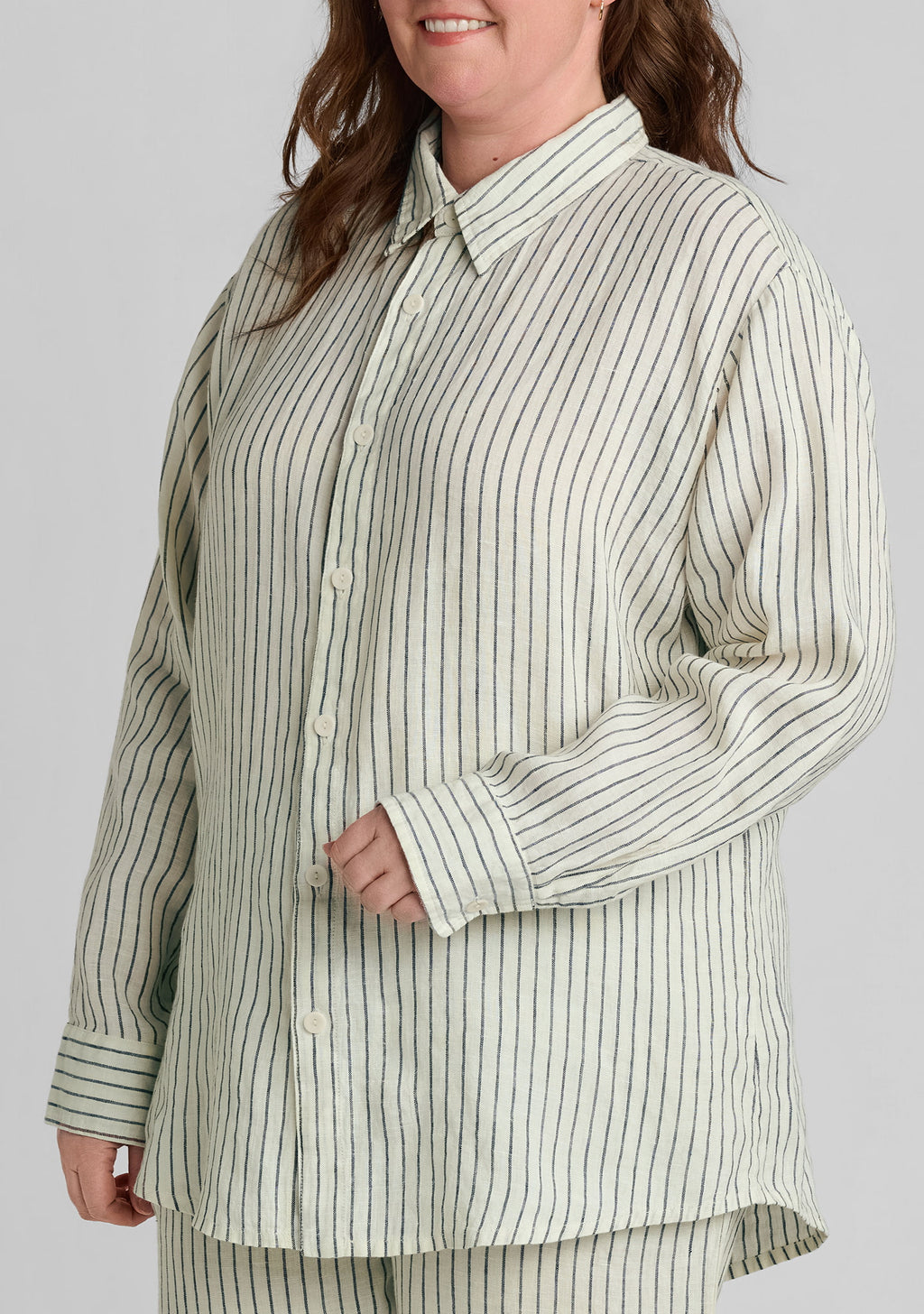 side view button down shirt in yellow