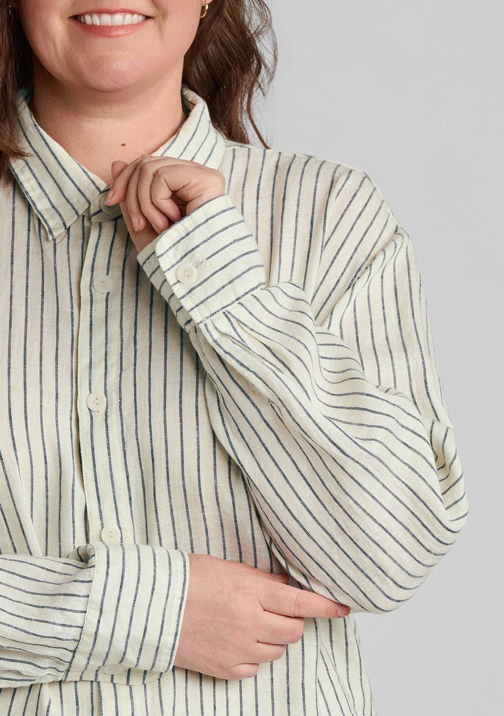 close up image of cuff details on shirt