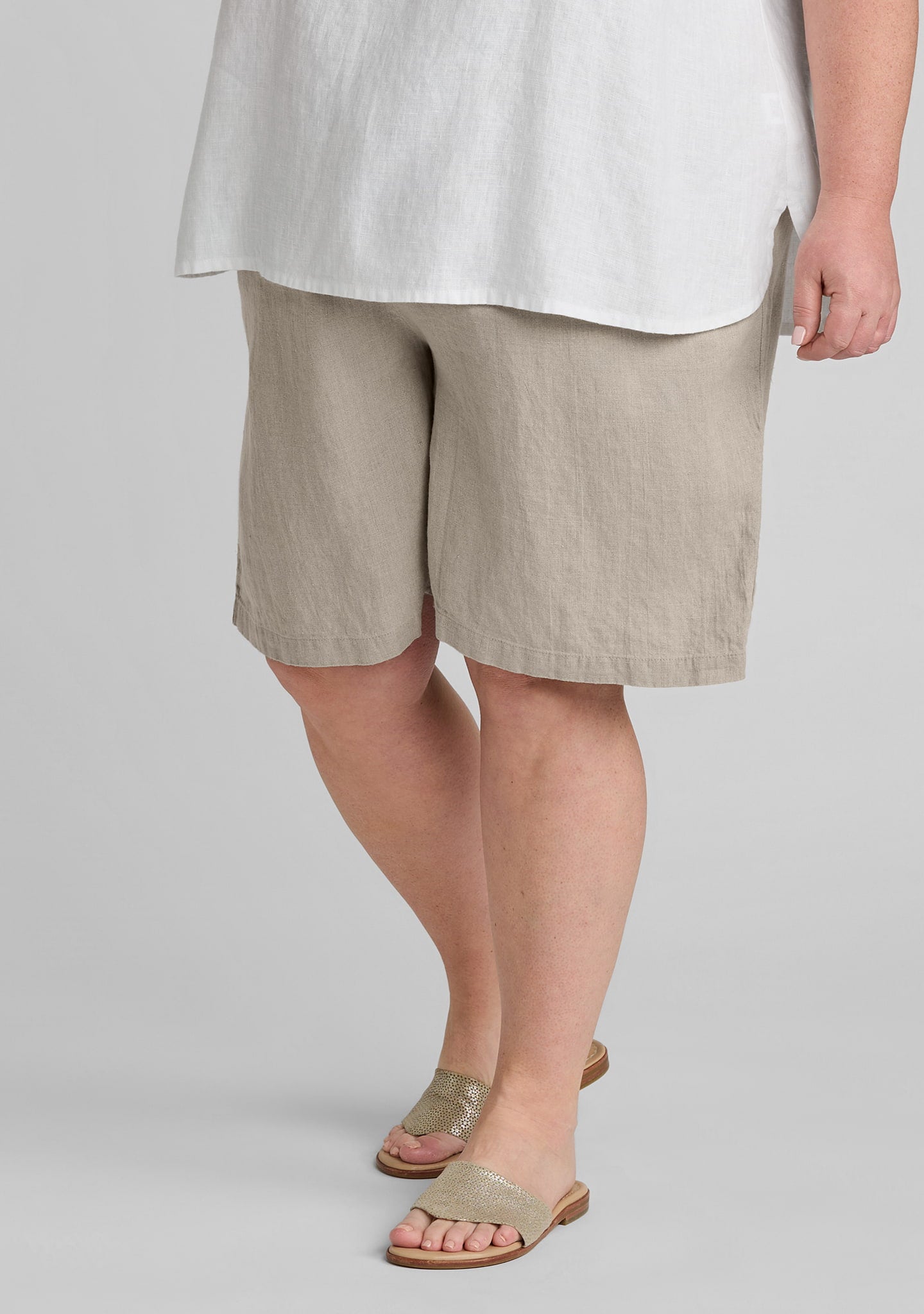 Sun Shorts - Linen Shorts with Elastic Waist - Natural