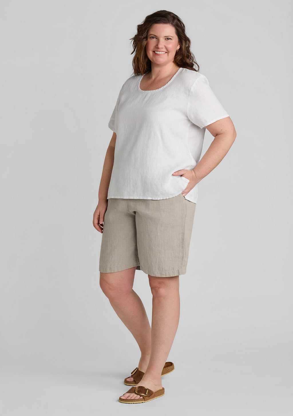 natural sun short linen shorts showing pocket
