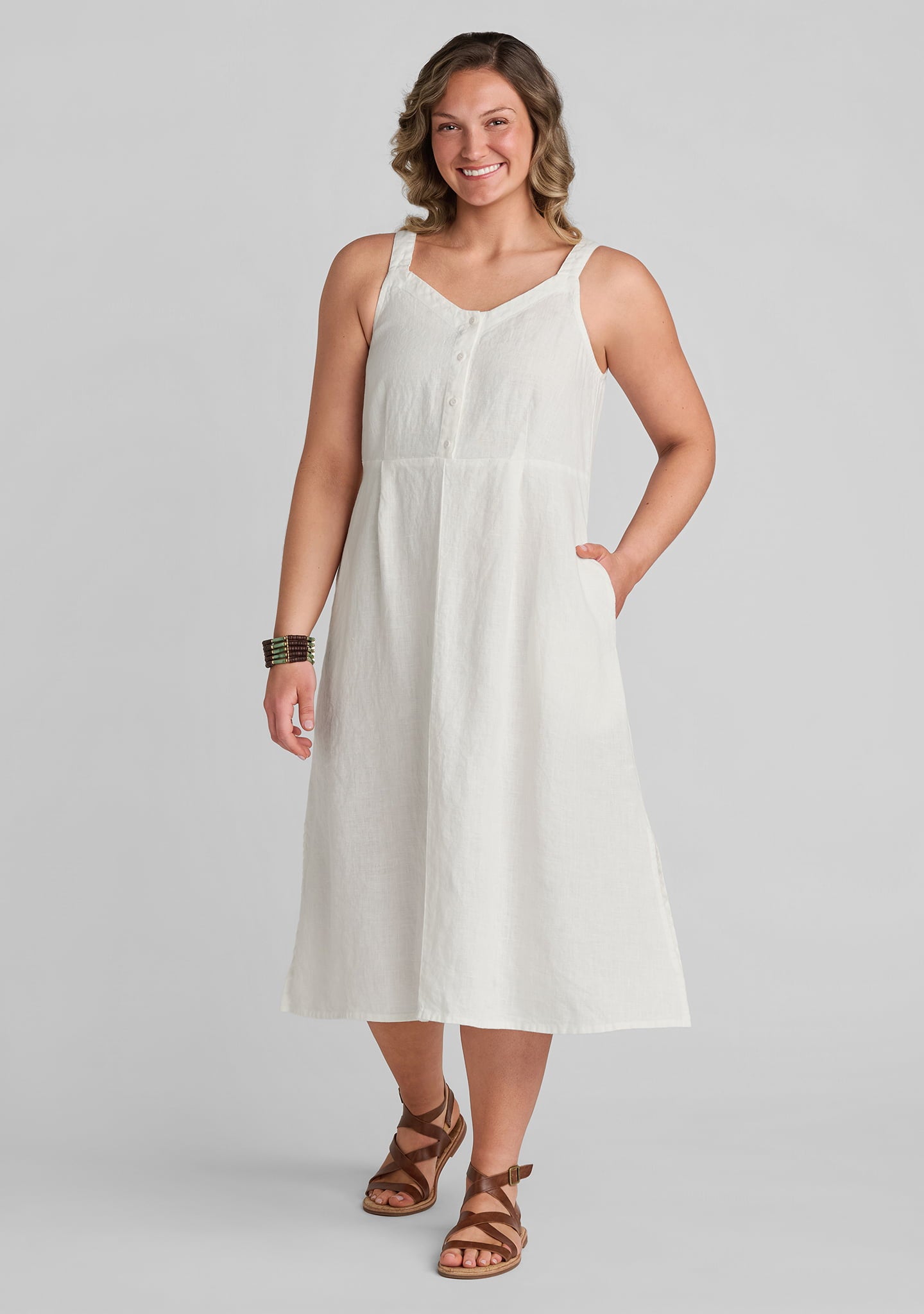 sundress sleeveless linen dress white