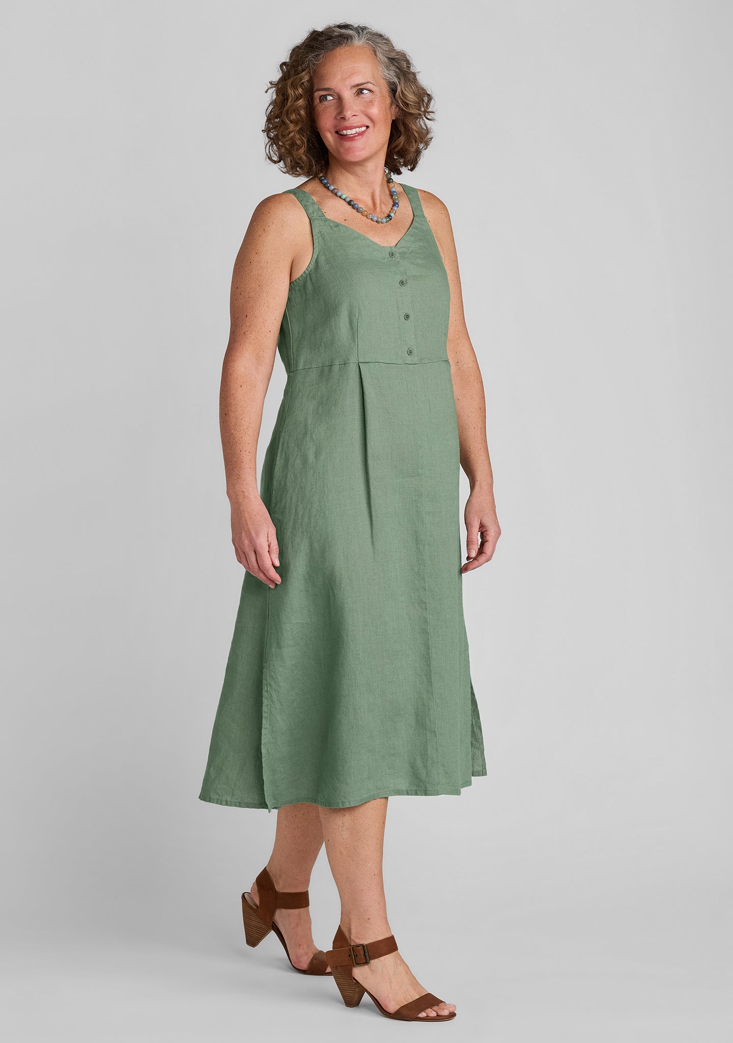 FLAX linen dress in green