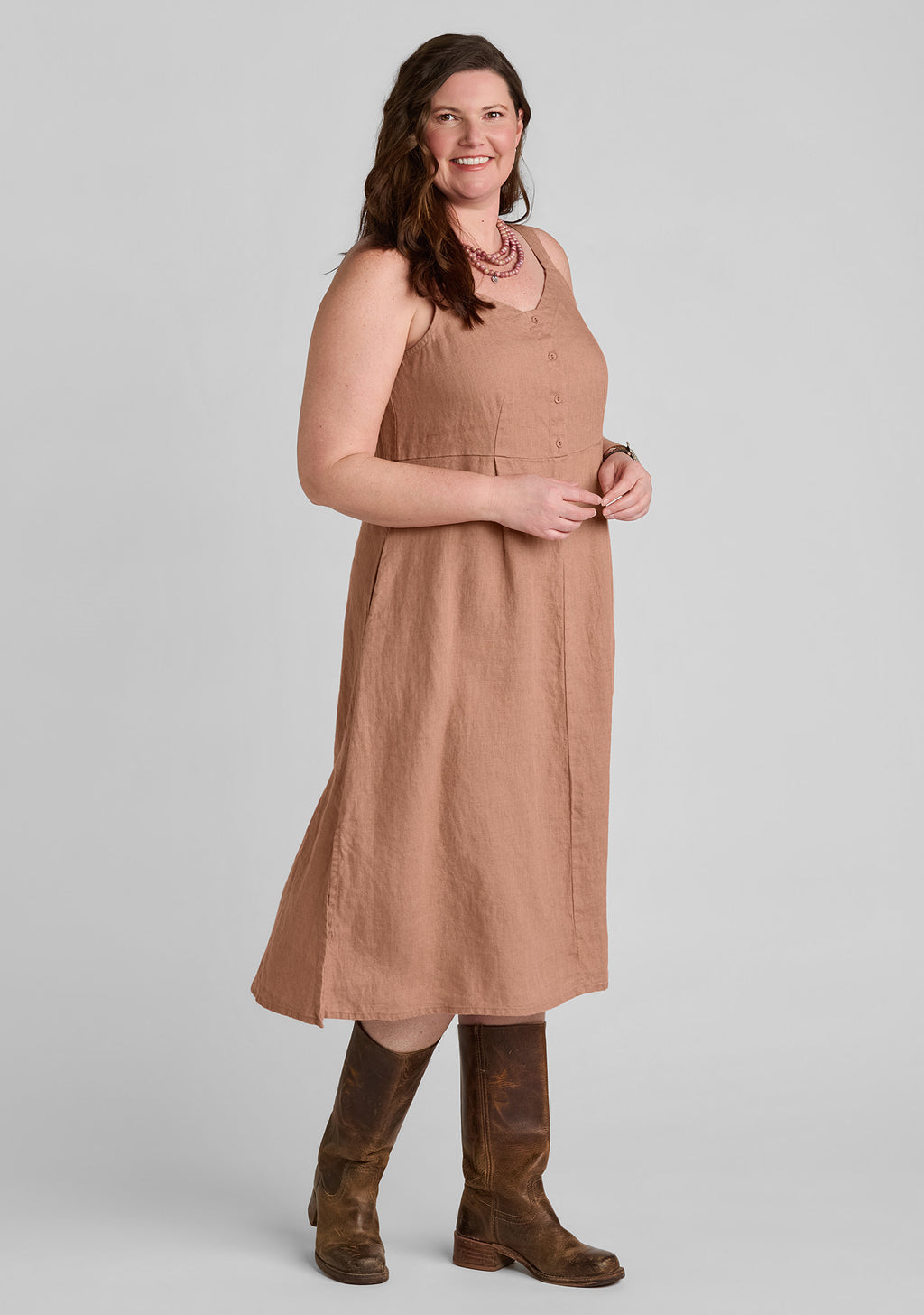 sundress sleeveless linen dress brown