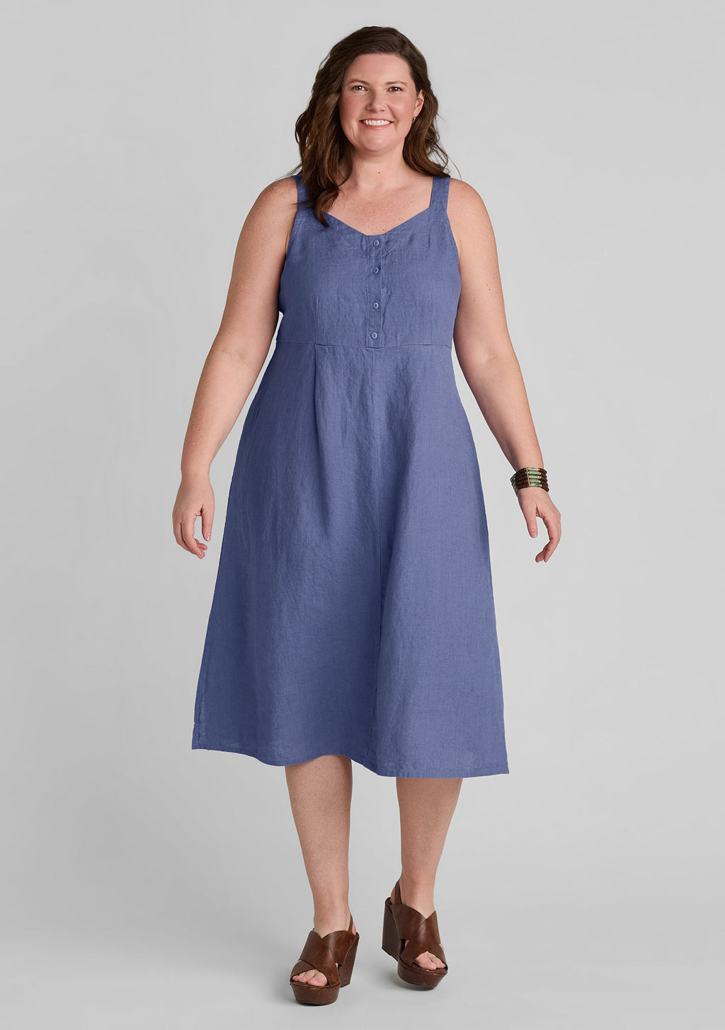 sundress sleeveless linen dress blue