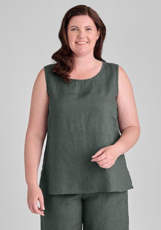 sunny tank linen tank top green