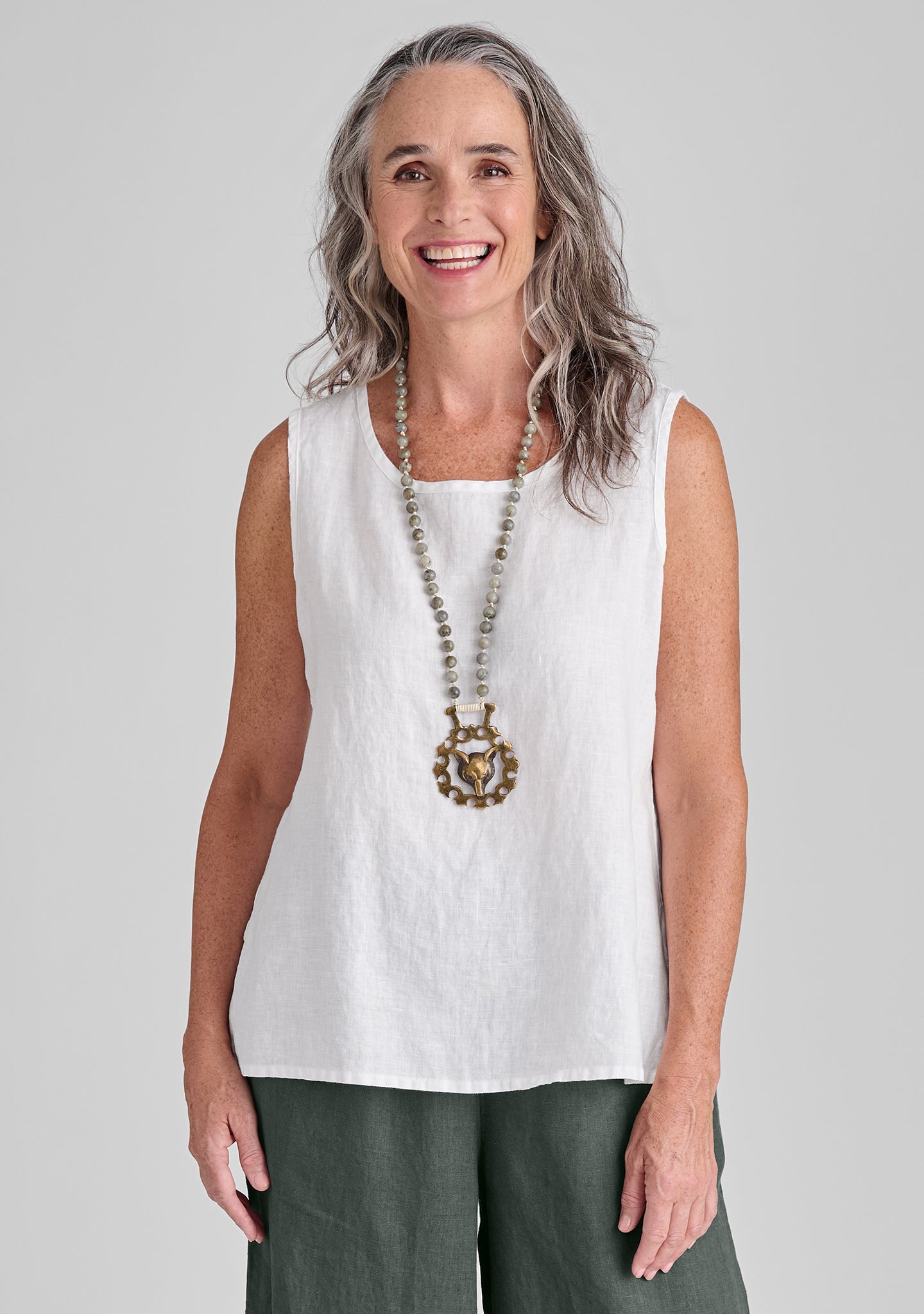 sunny tank linen tank top white