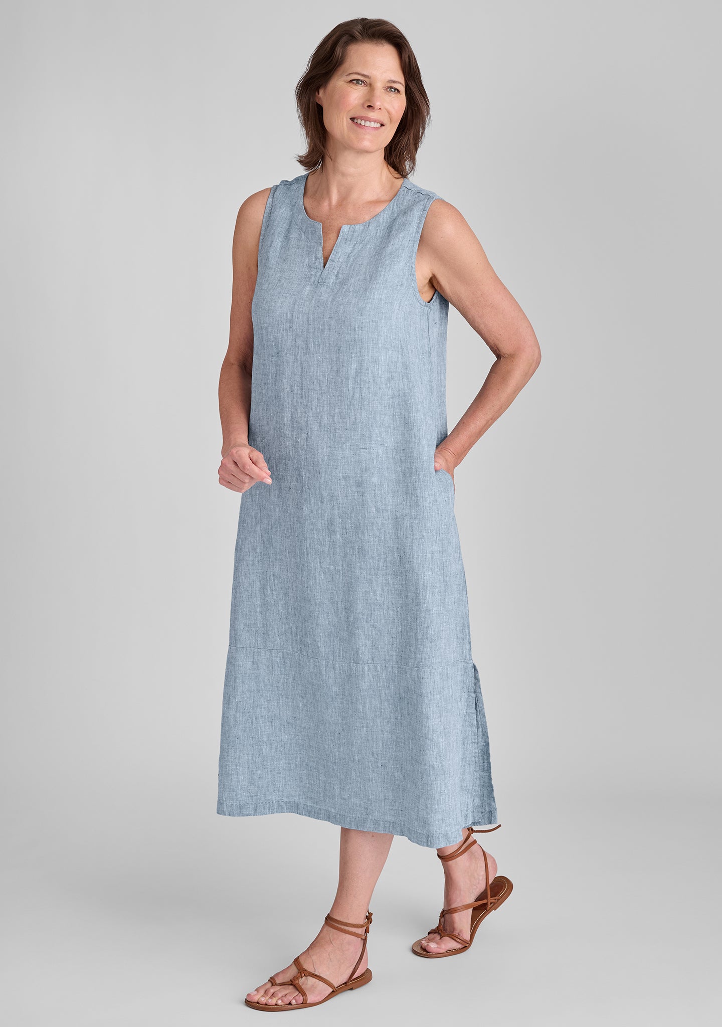 tahira dress linen dress blue