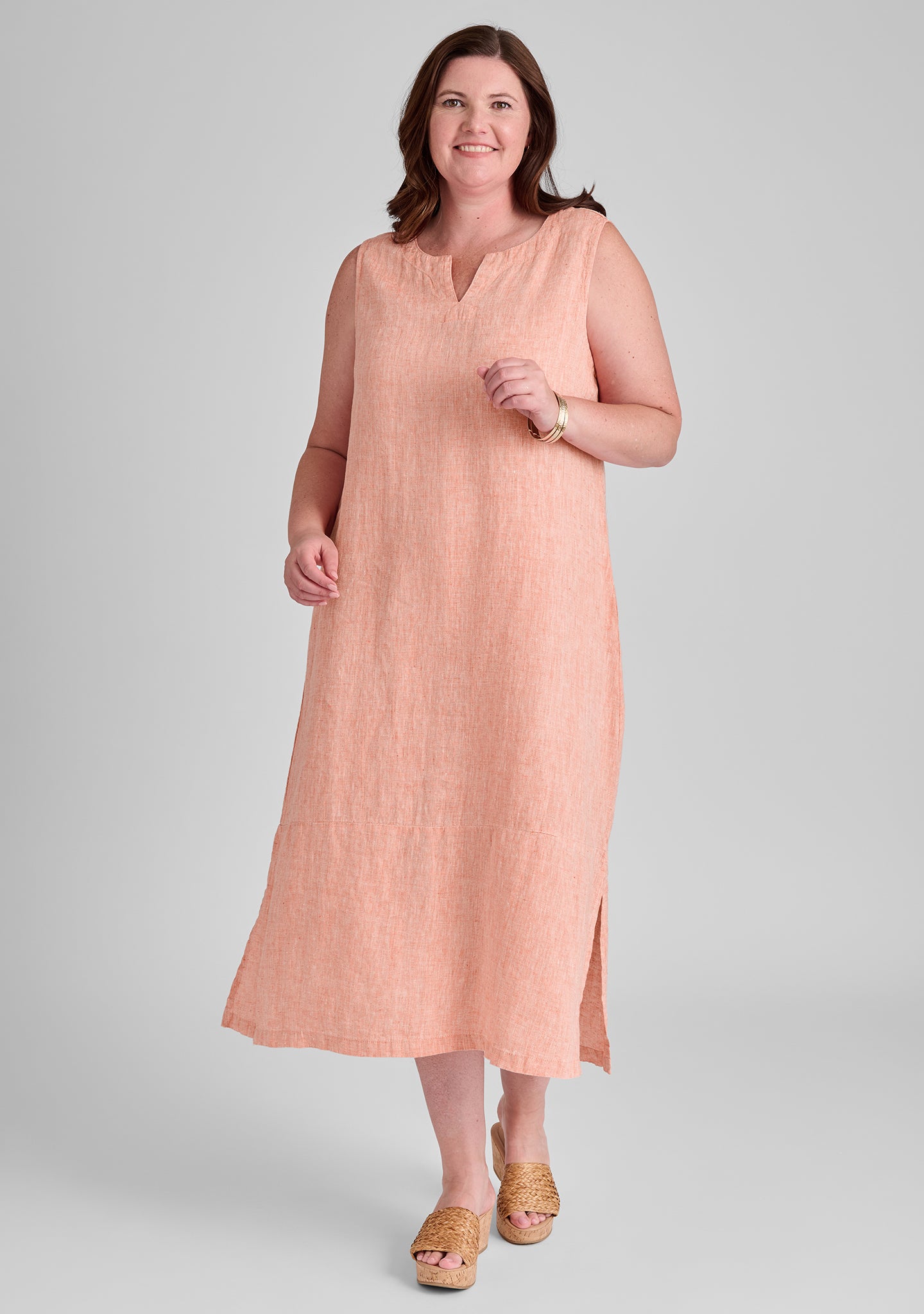 tahira dress linen dress orange