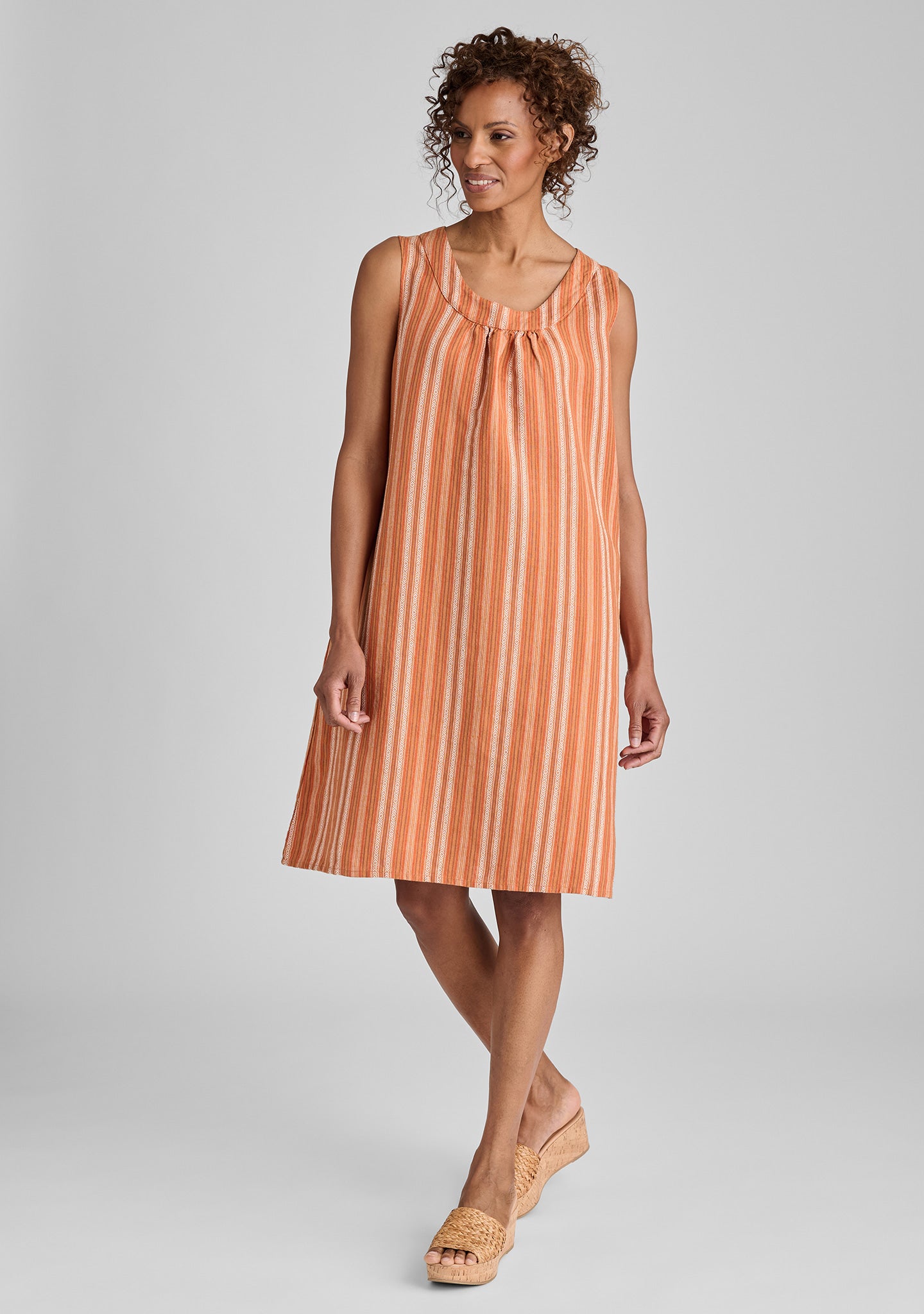 Tao Dress - Linen Shift Dress - FINAL SALE - Desert Stripe