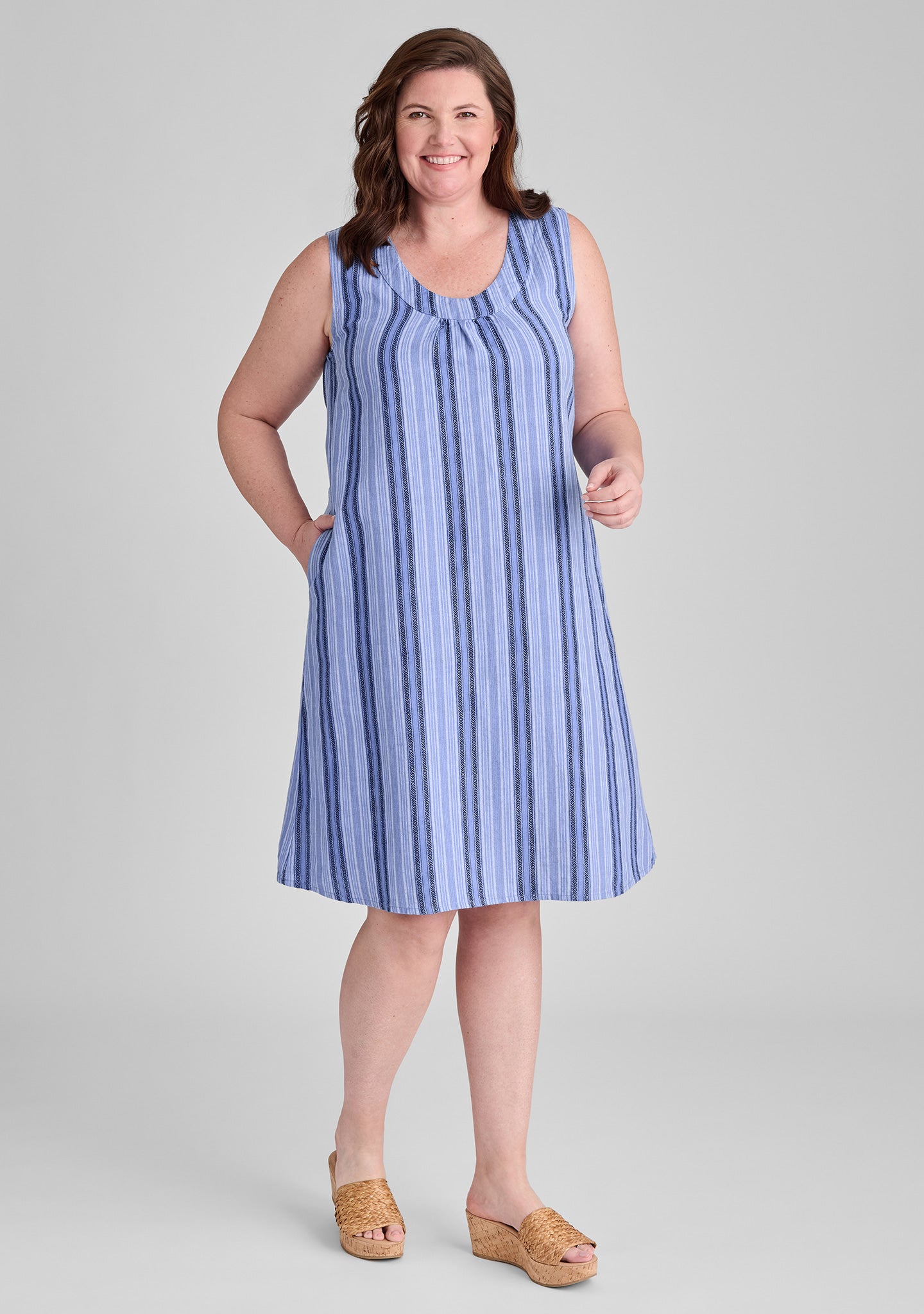 tao dress linen shift dress blue