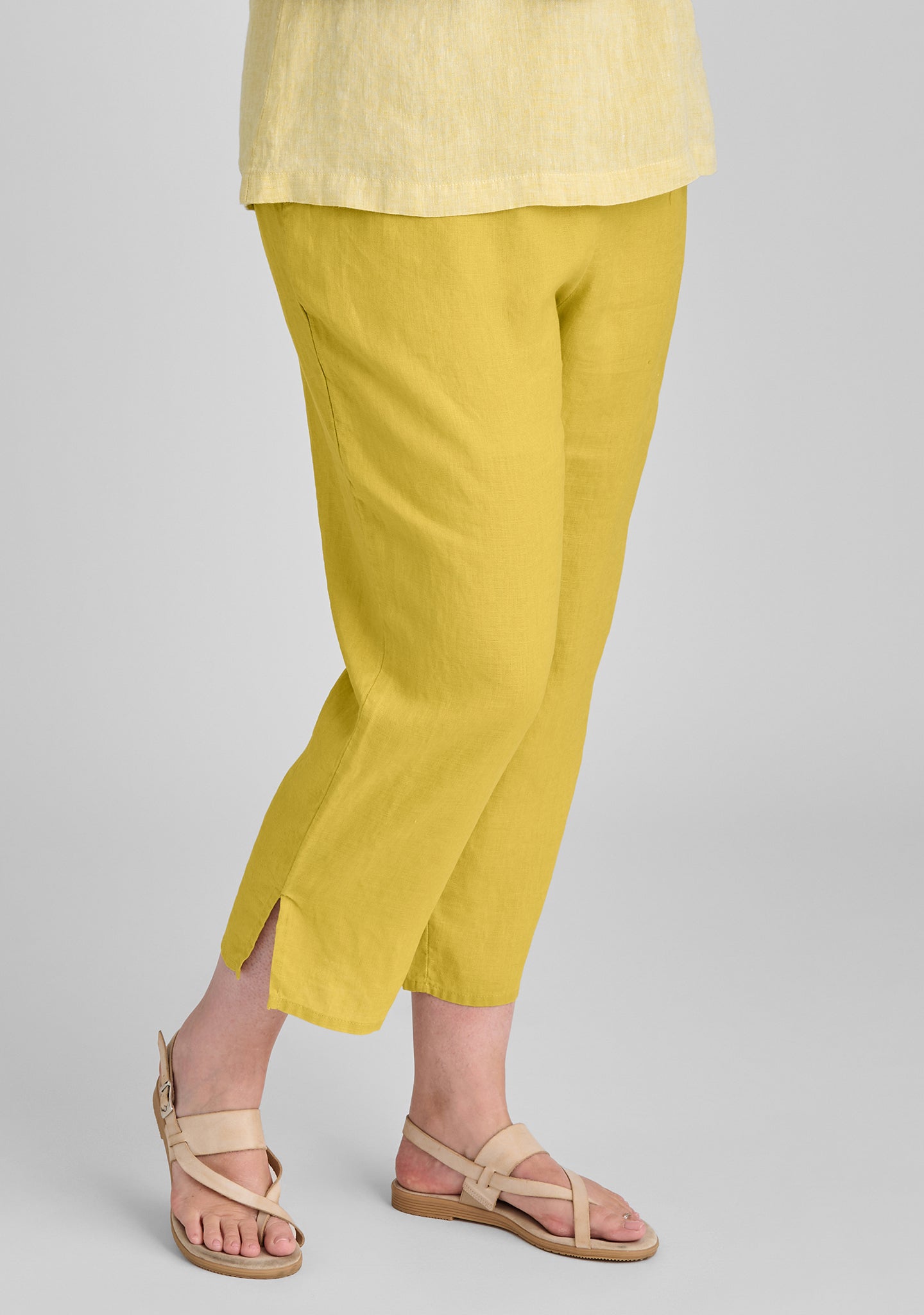 tapered pant linen pants yellow