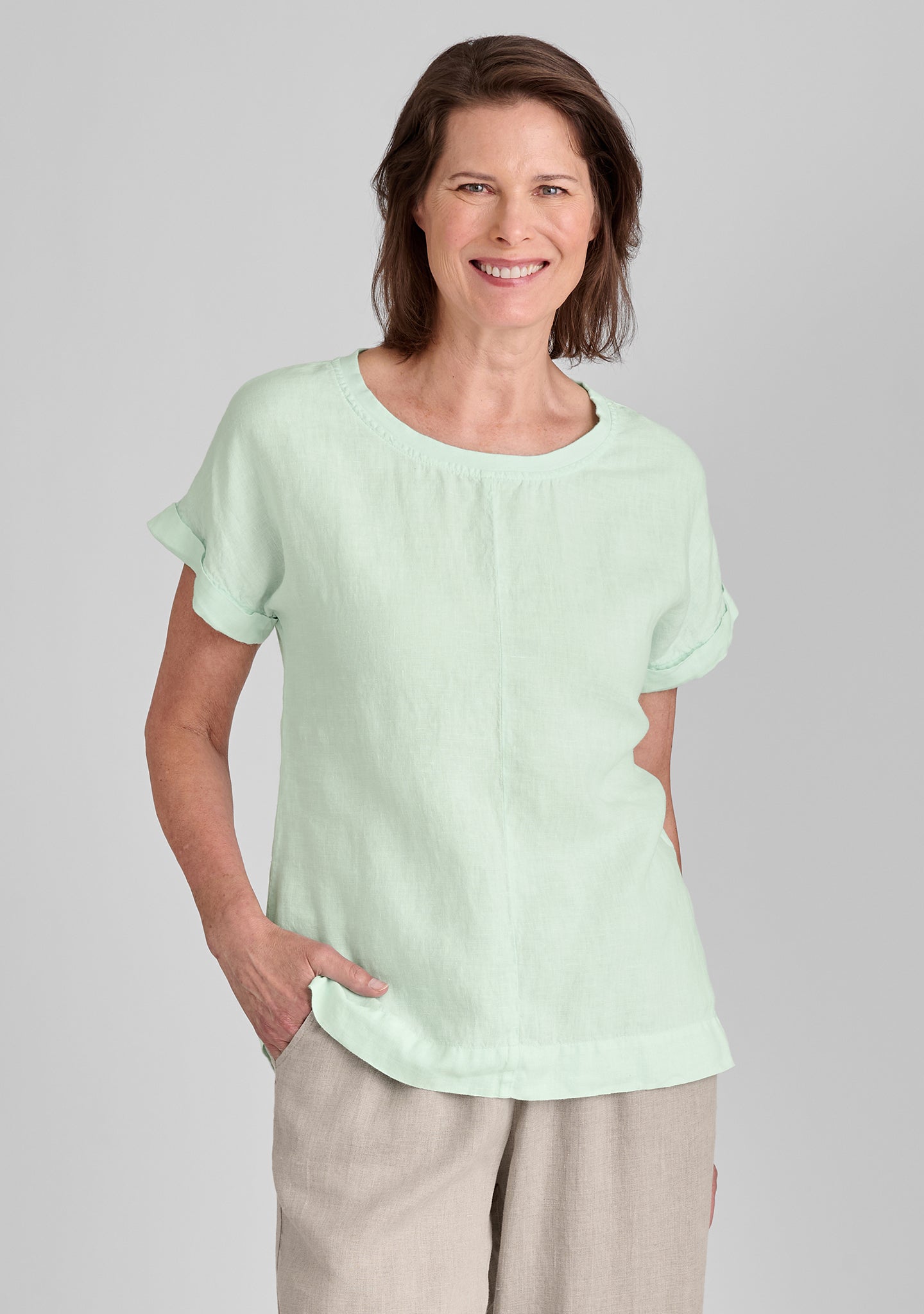 Tee Top - Linen T Shirt - FINAL SALE - Sea Glass