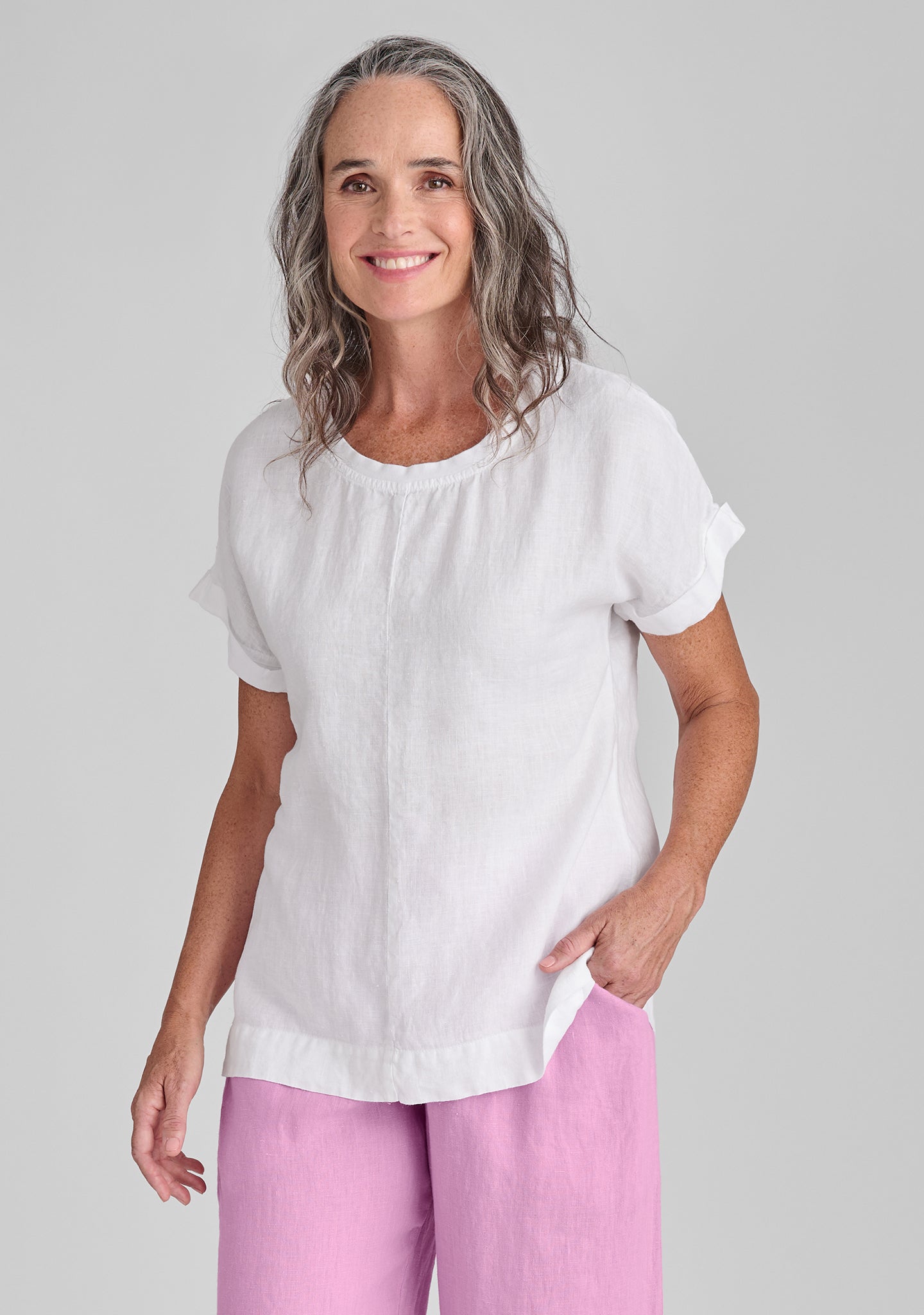 Tee Top - Linen T Shirt - FINAL SALE - White