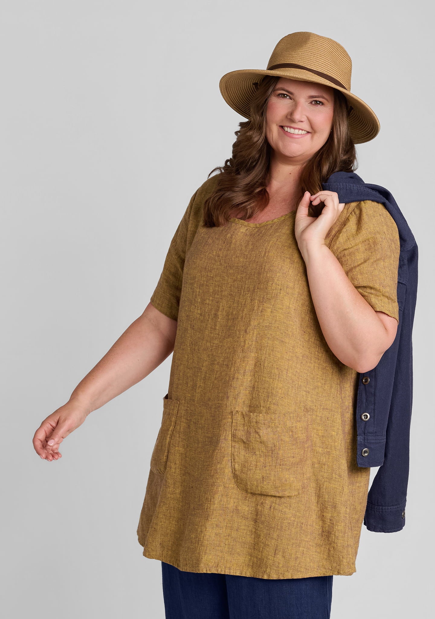 tee tunic linen t shirt brown