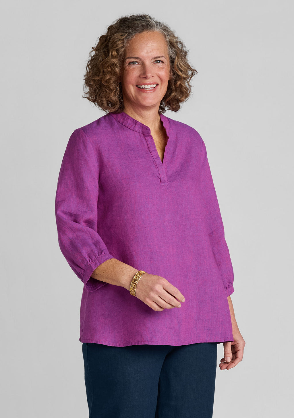 terra top linen shirt purple