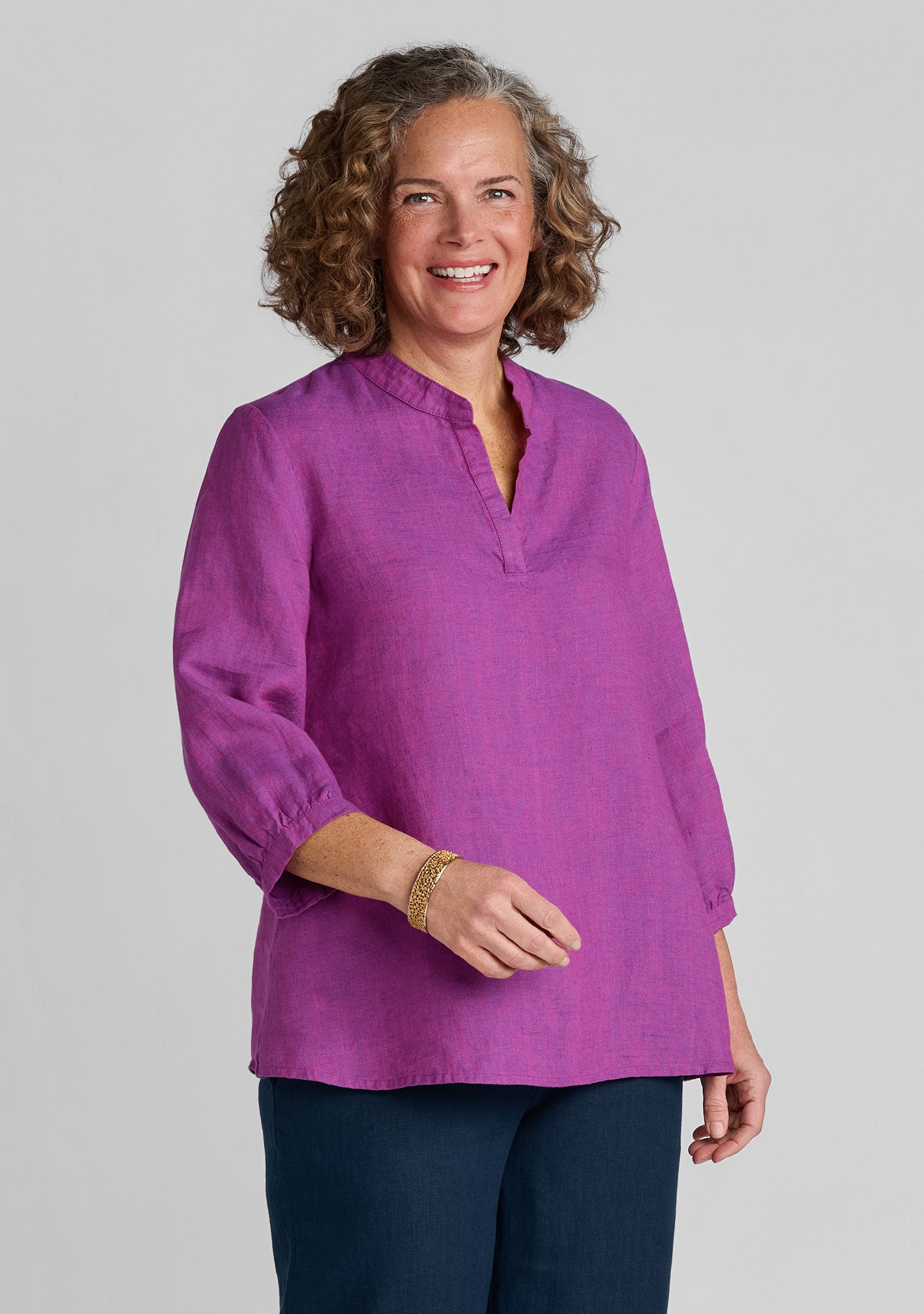 Terra Top - Linen Shirt - Petunia Yarn Dye