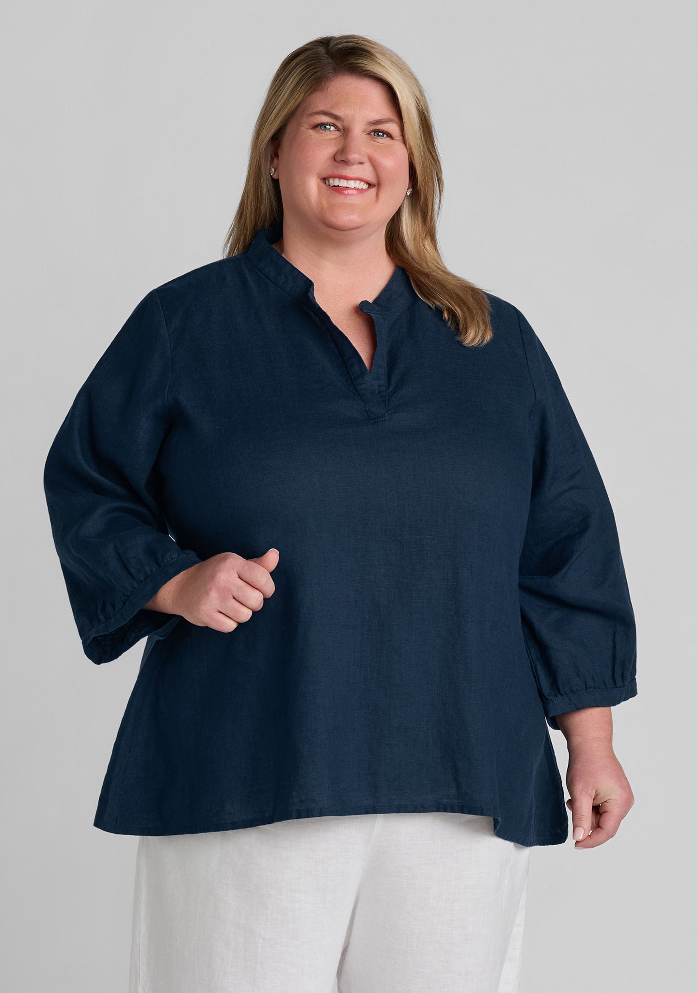 terra top linen shirt blue
