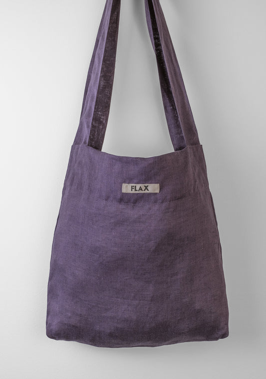 the bag linen shopping bag purple