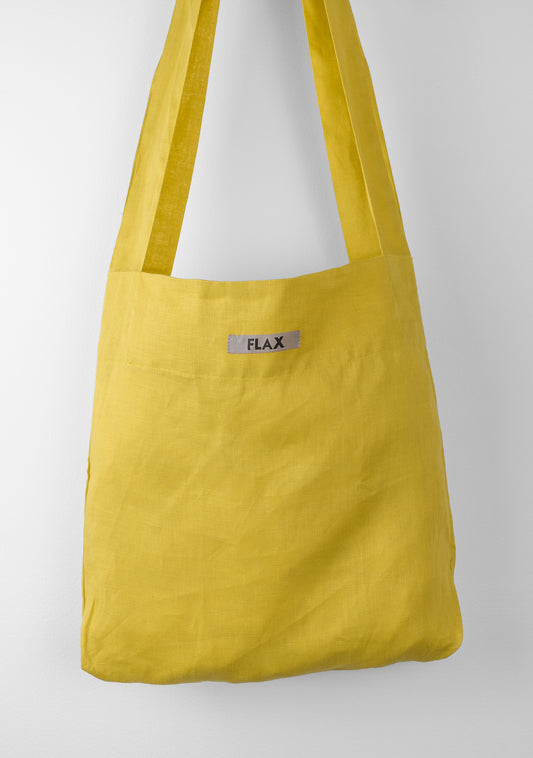 the bag linen shopping bag yellow