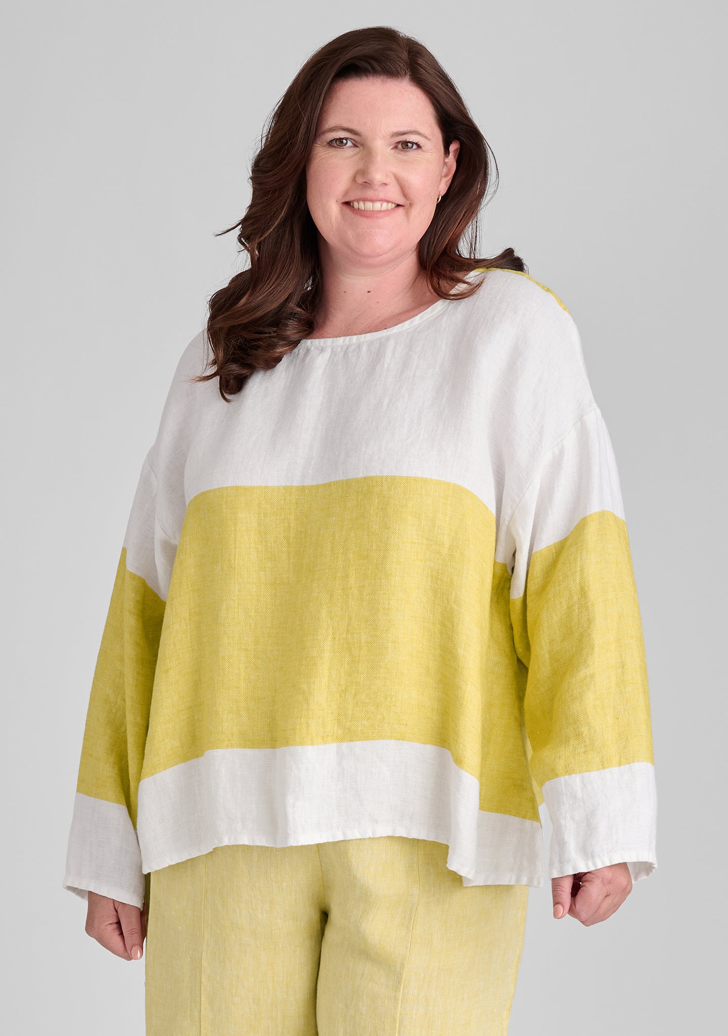 Throw It On - Long Sleeve Linen Shirt - FINAL SALE - Citrine Stripe