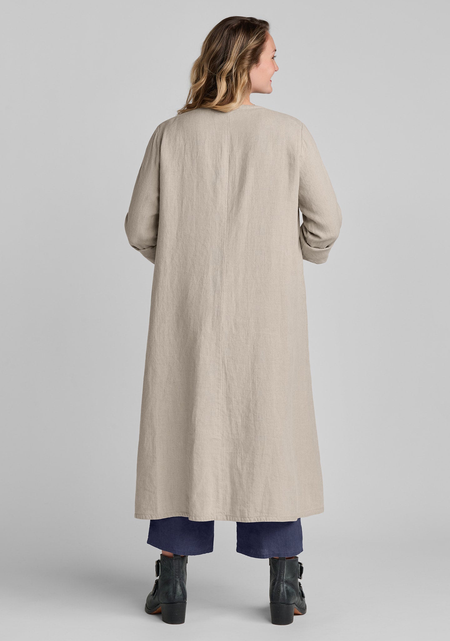 encore trench linen duster details