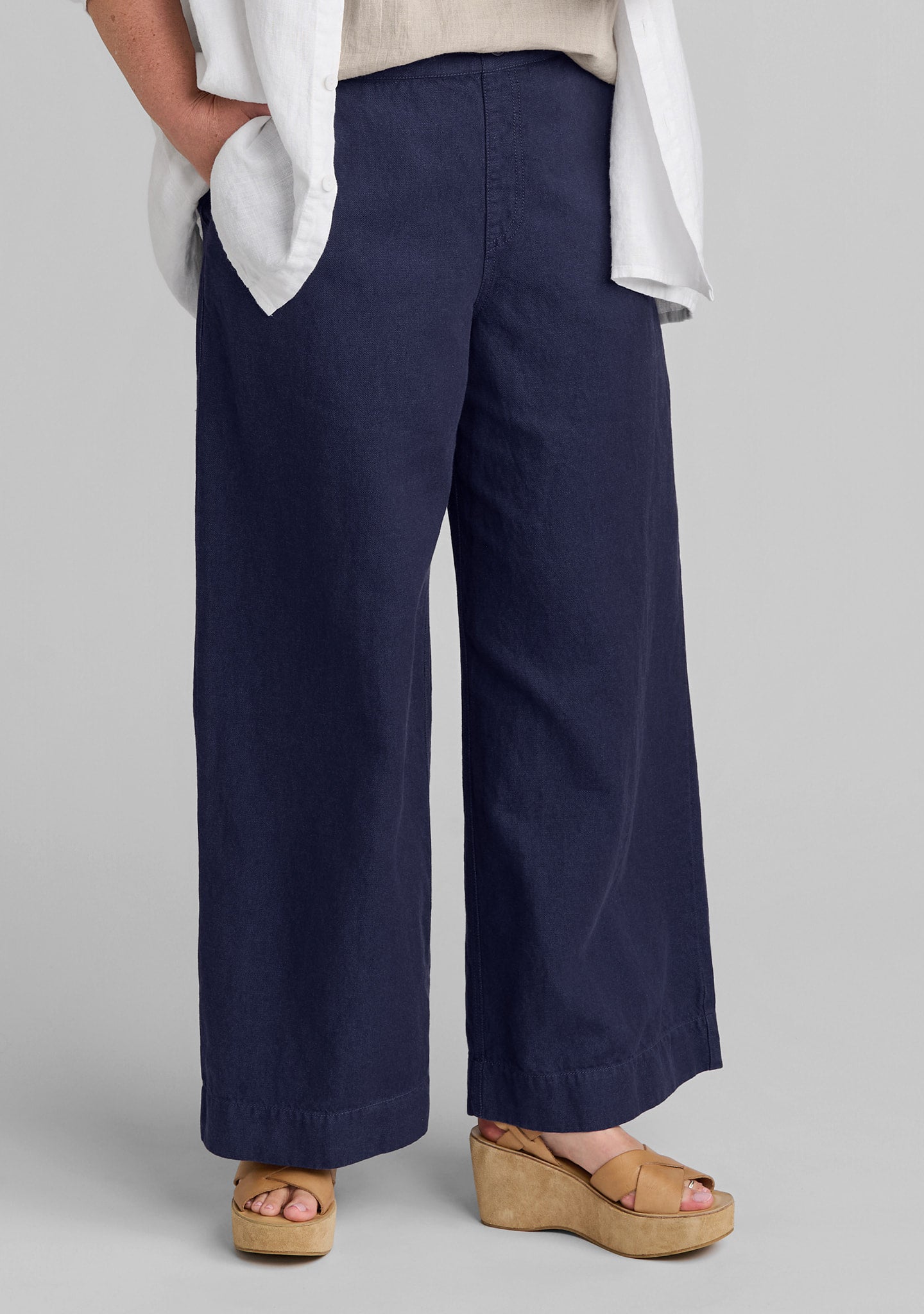 trouser linen/cotton denim pants blue