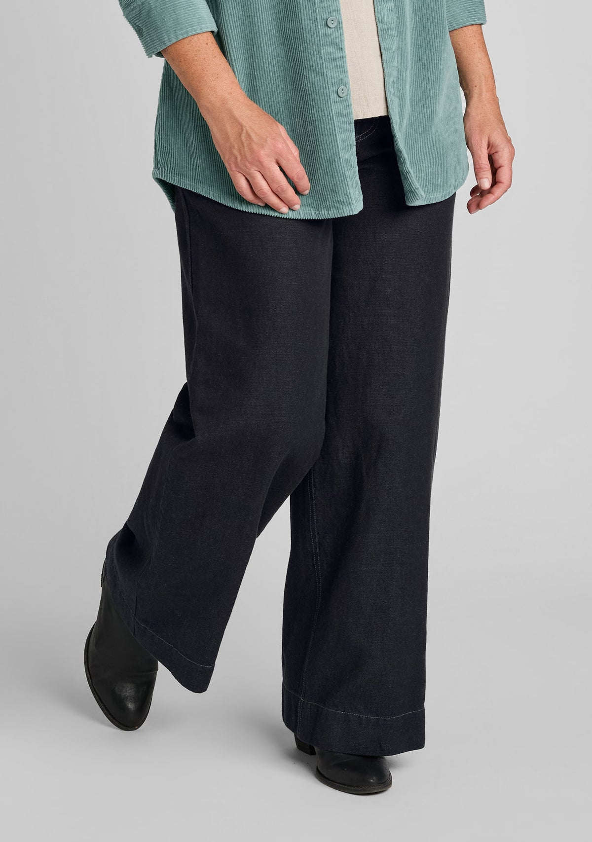 cropped image of trouser linen/cotton denim pants black