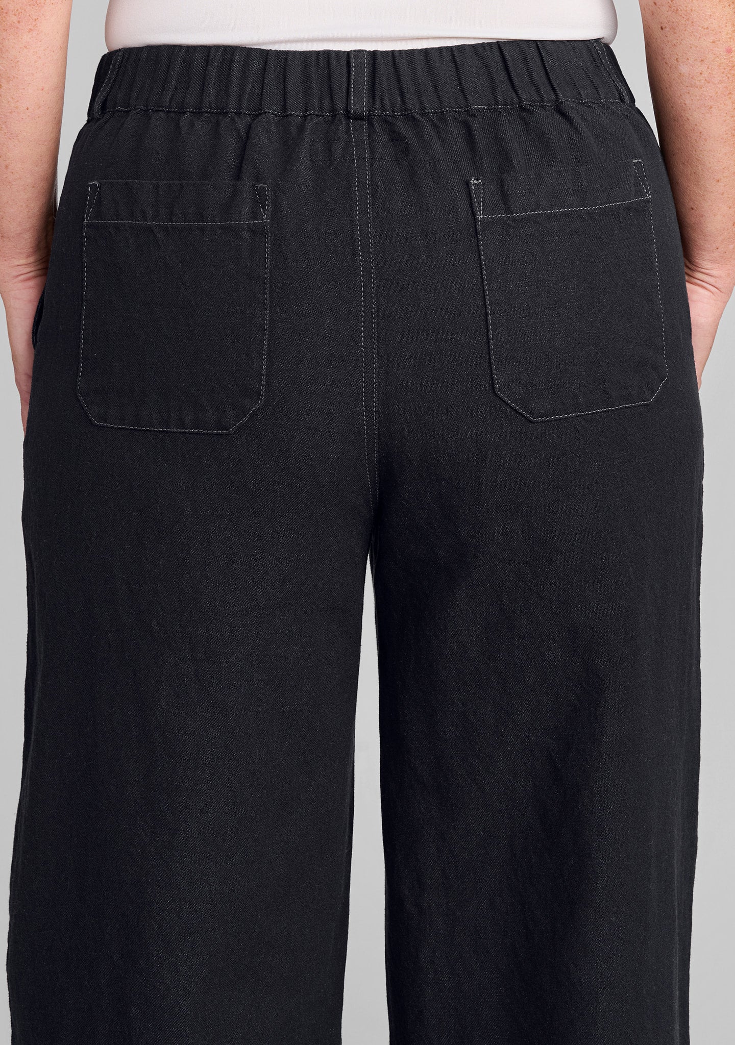 trouser linen/cotton denim pants details