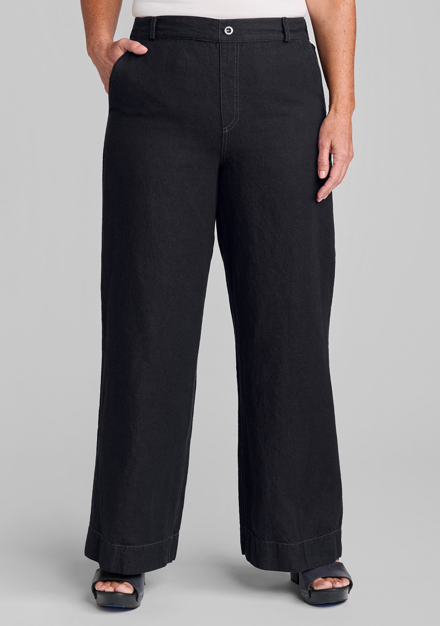 trouser linen/cotton denim pants details