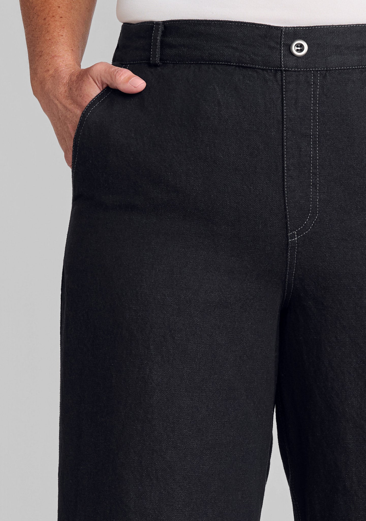 trouser linen/cotton denim pants details