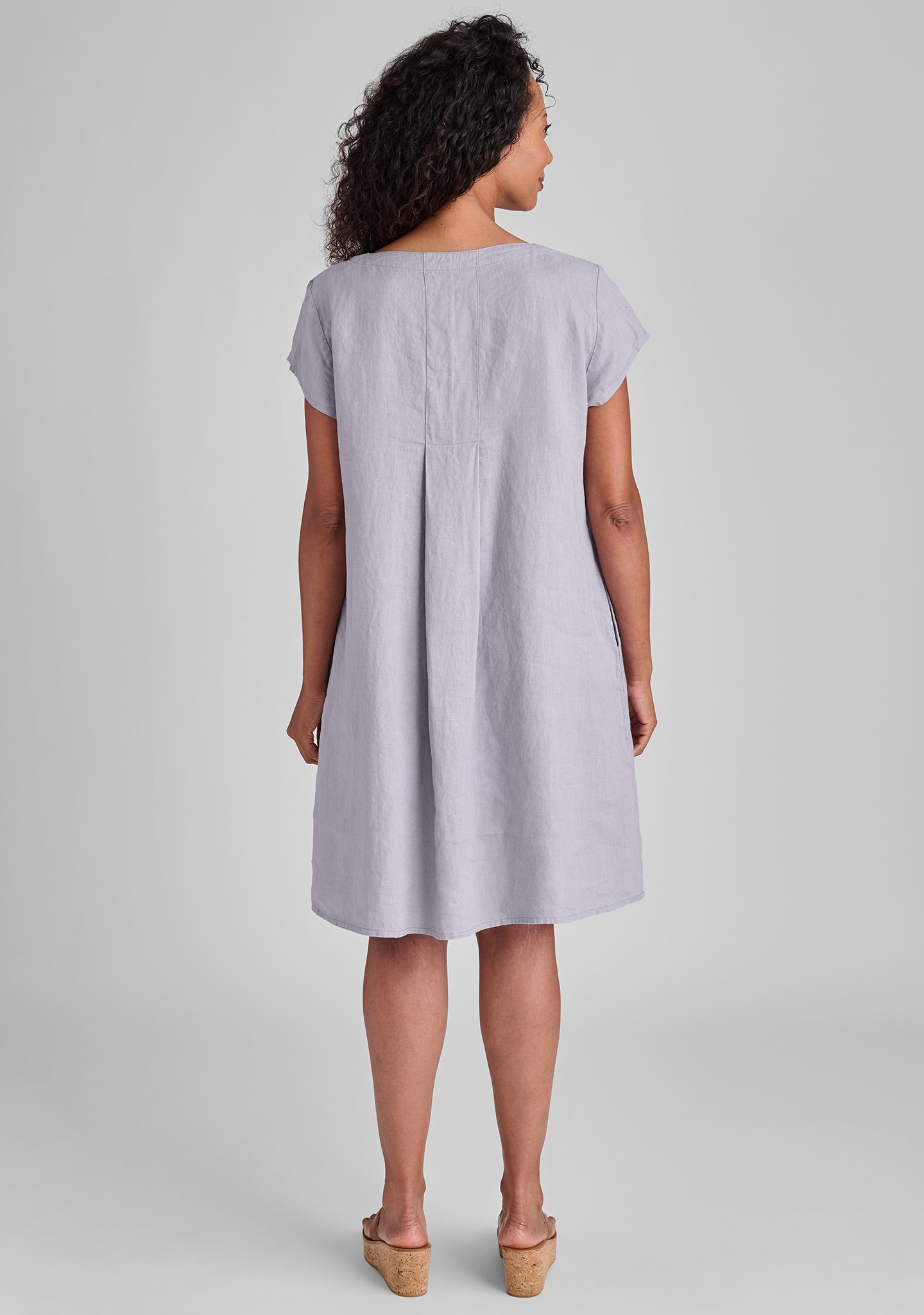 tuck back dress linen shift dress details