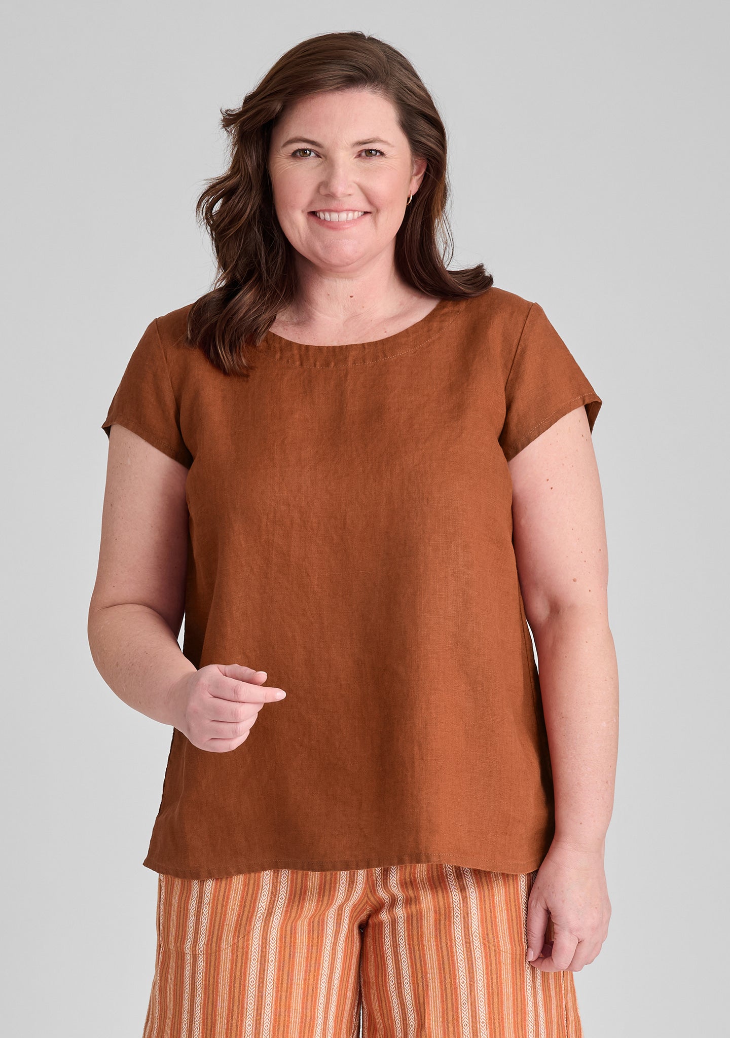 Tuck Back Tee - Linen T Shirt - FINAL SALE - Canyon