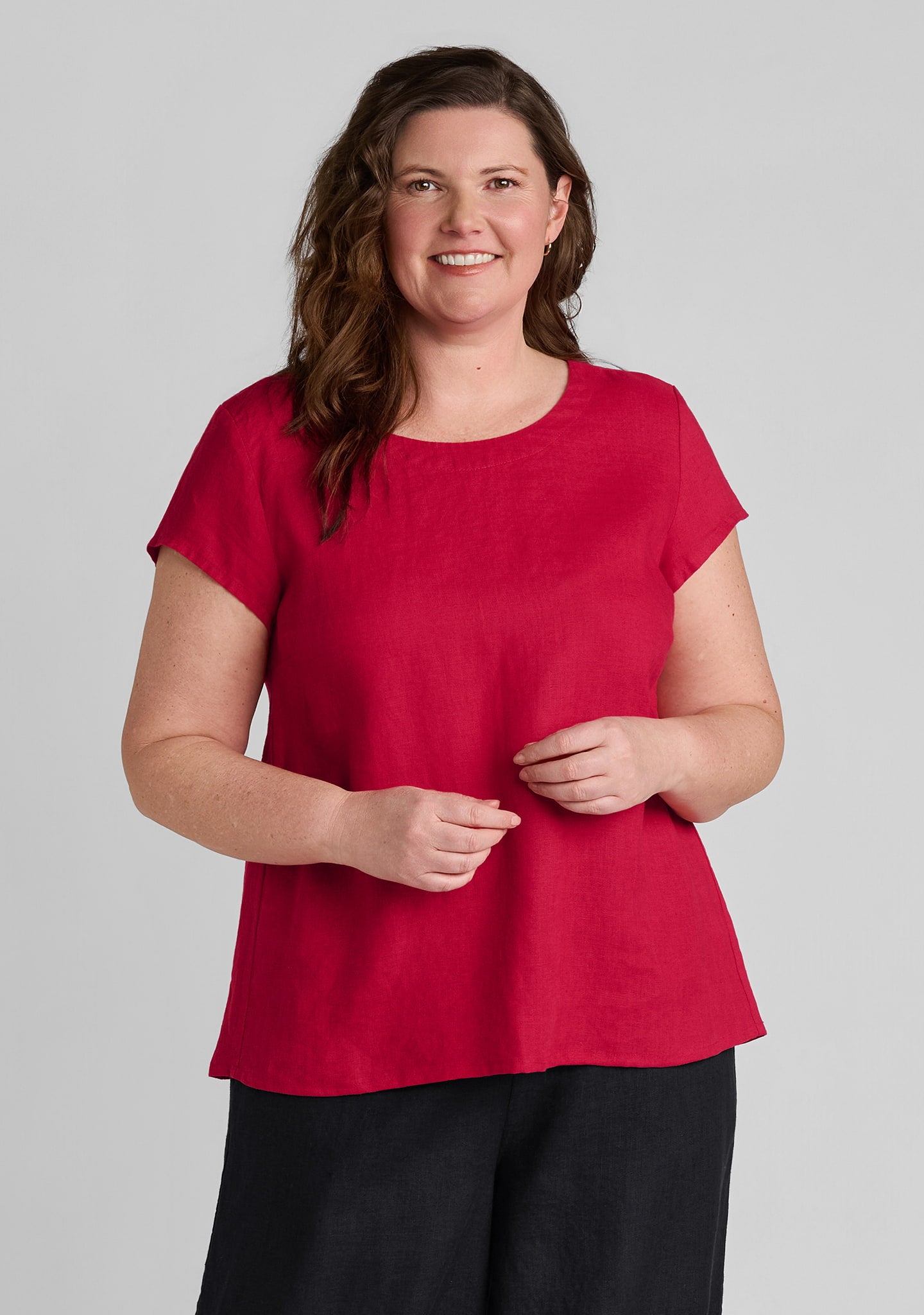 Tuck Back Tee - Linen Shirt - Lipstick