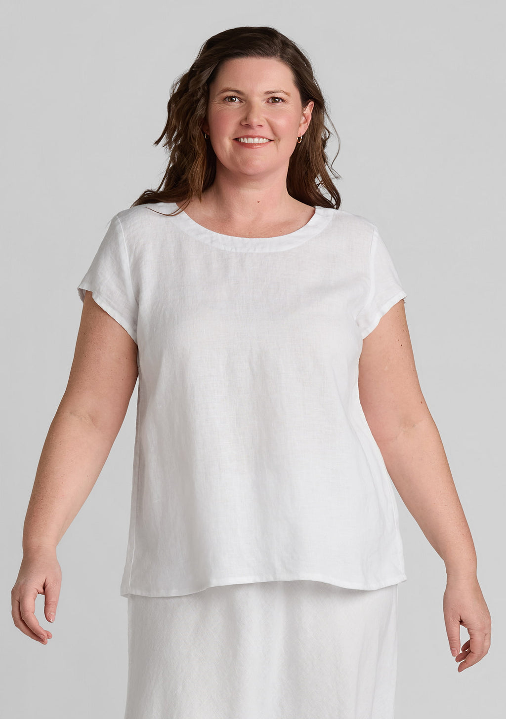 tuck back tee linen shirt white