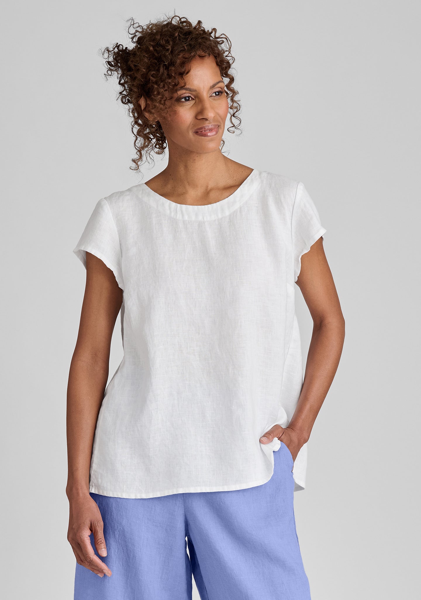 tuck back tee linen t shirt white