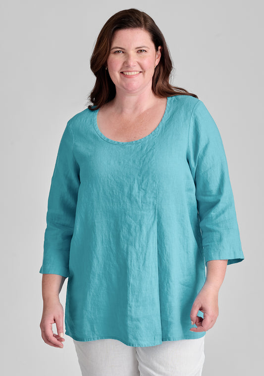 tucked tunic linen shirt blue