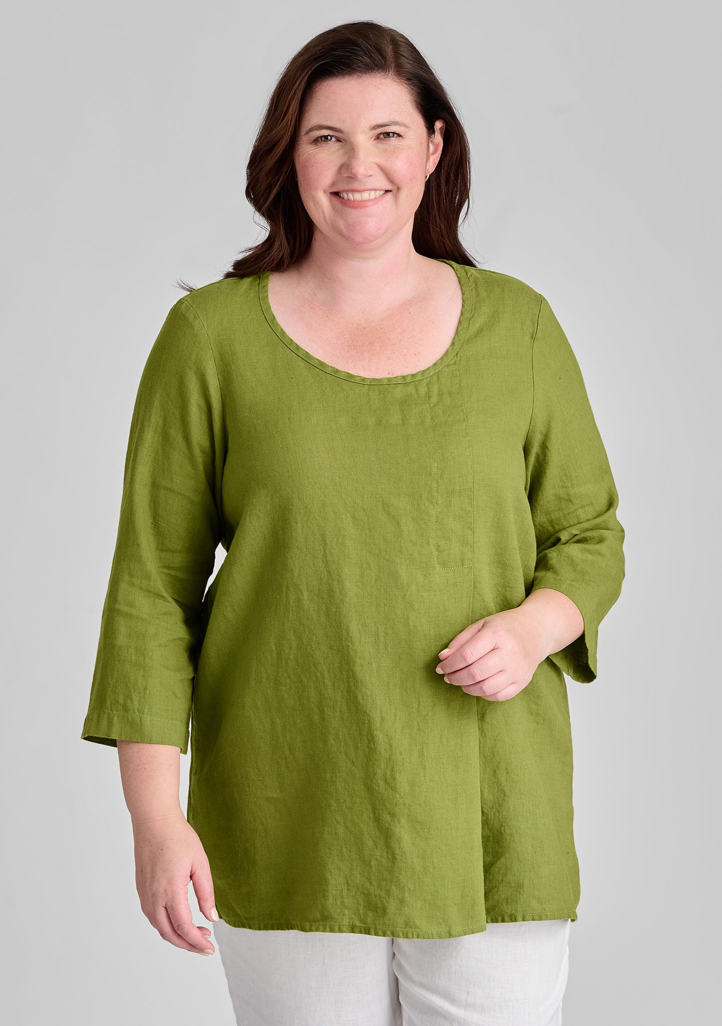 tucked tunic linen shirt green