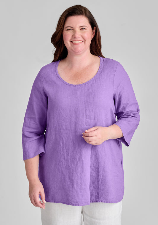 tucked tunic linen shirt purple