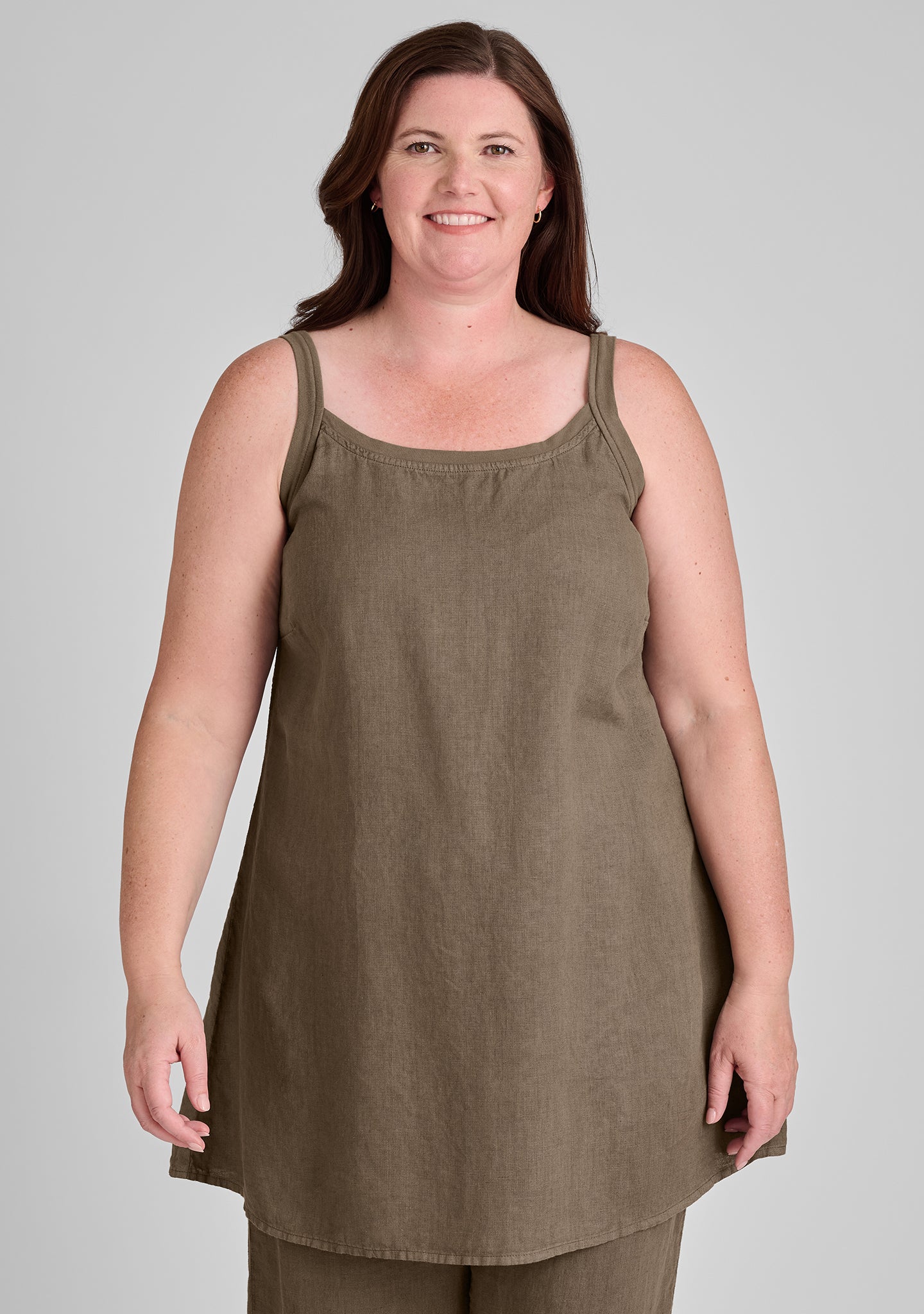 upward tunic linen tank top brown