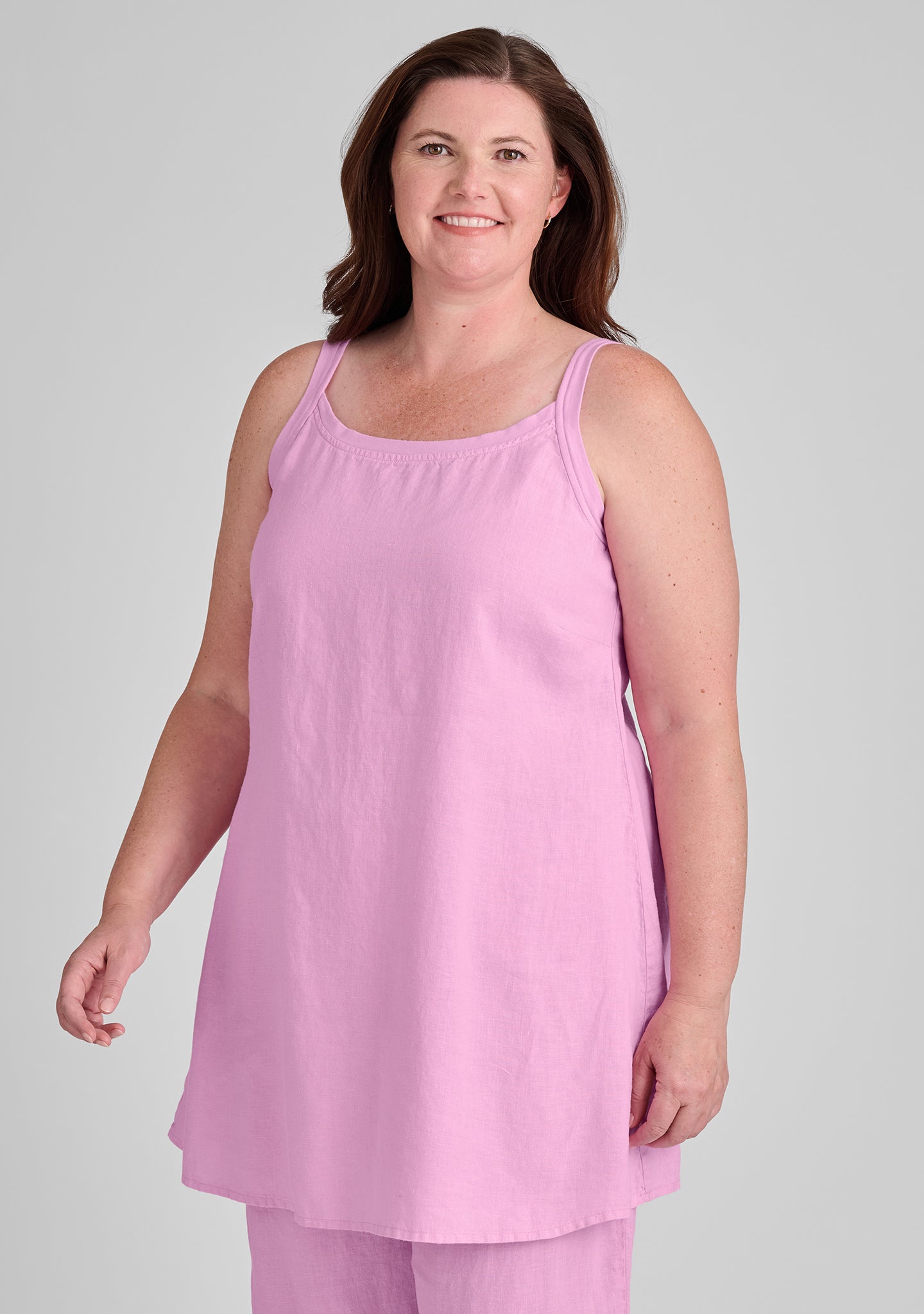 upward tunic linen tank top pink