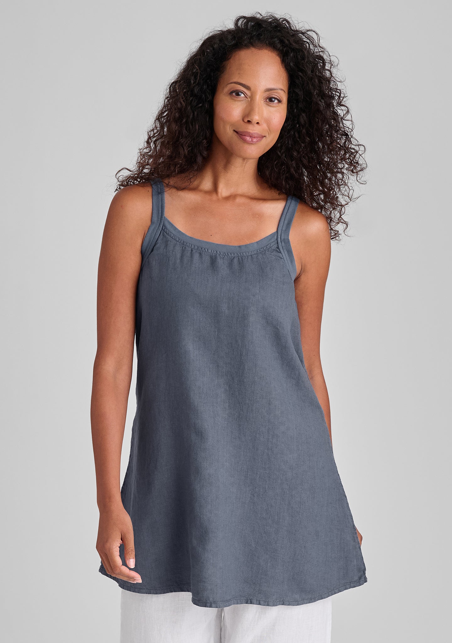 upward tunic linen tank top blue