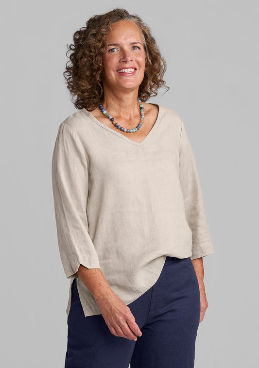 v pullover linen shirt natural