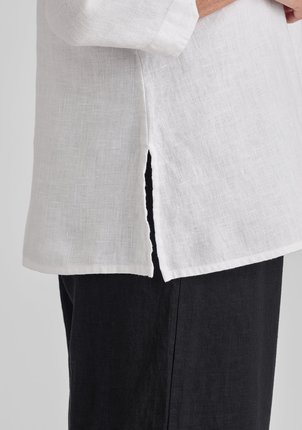 v pullover linen shirt details