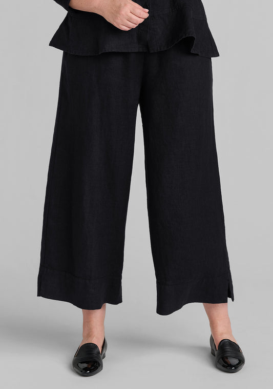 vented cuff pant linen pants with elastic waist black