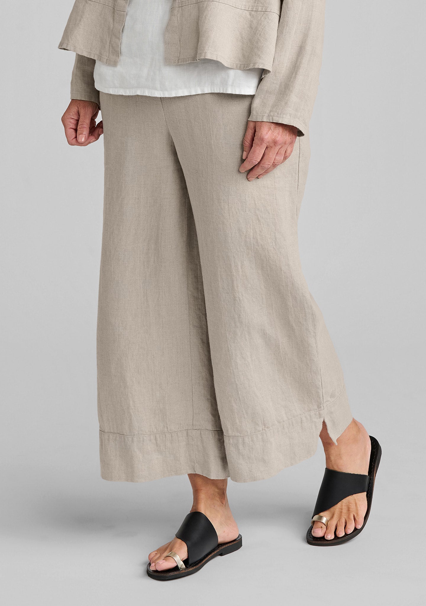 vented cuff pant linen pants with elastic waist natural